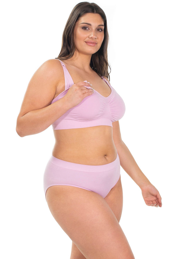 Lilac Snow Bamboo Nursing Bra + High Cut Undies Set