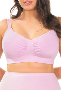 Lilac Snow Bamboo Padded Wire Free Bra and High Cut Brief Set