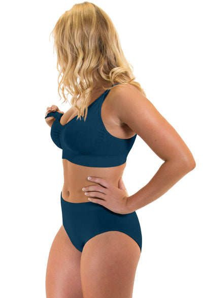 Bamboo Nursing Bra + High Cut Undies Blue Set