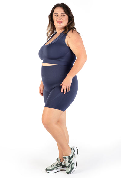 Plus Size Seamless High Waist Midi Biker Shorts