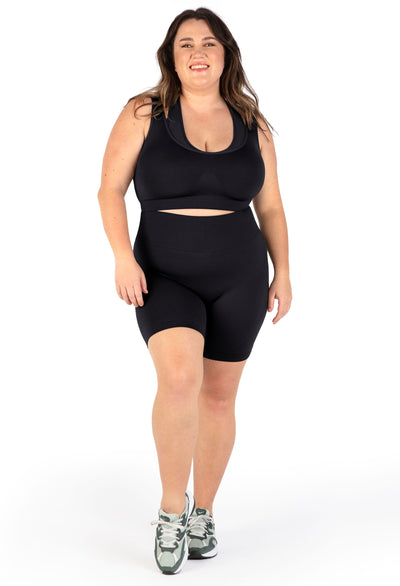 Plus Size Seamless High Waist Midi Biker Shorts