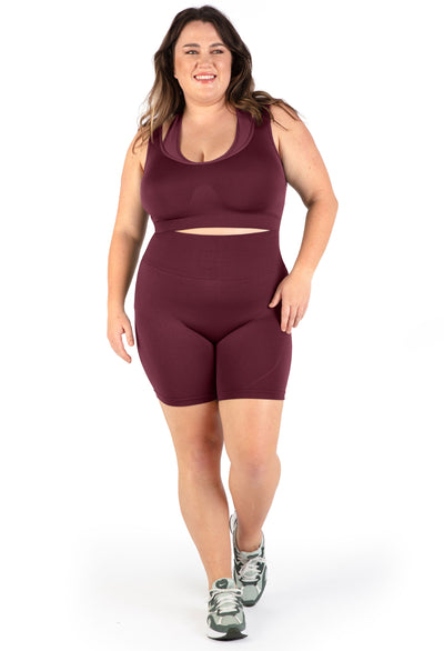 Plus Size Seamless High Waist Midi Biker Shorts