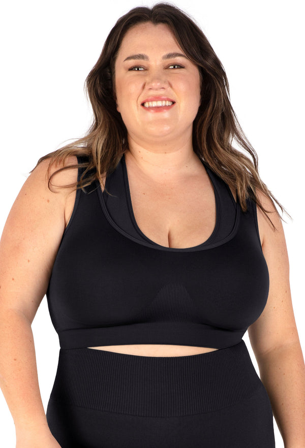 Plus Size Triple-layer Support Racer & High Waist Midi Biker Shorts