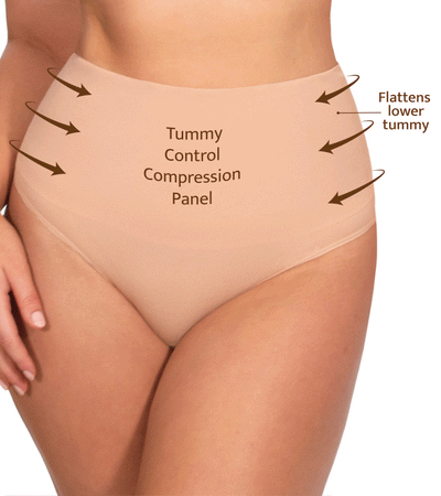 High waist shapewear G-string showing tummy control, curve-enhancing fit and no panty line finish